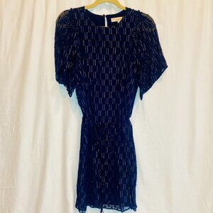 Petite Tie Waist Party Dress, Navy